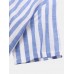 Mens Vertical Stripe Stand Collar Casual Breathable Short Sleeve Henley Shirts