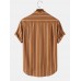 Mens Vintage Striped Loose Comfy Casual Henley Shirts