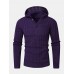 Mens Cable Solid Color Long Sleeve Warm Knitting Hooded Sweaters