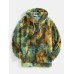 Tie Dye Fluffy Fleece Long Sleeve Kangaroo Pocket Hoodies