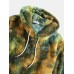 Tie Dye Fluffy Fleece Long Sleeve Kangaroo Pocket Hoodies
