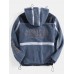 Mens Letter Embroidered Patchwork Plush Warm Hoodie Jacket With Pocket