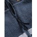 Mens Letter Embroidered Patchwork Plush Warm Hoodie Jacket With Pocket