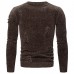 Men's Pullover Sweater Jumper Ribbed Knit Cropped Knitted Solid Color Crew Neck Stylish Basic Daily Holiday Fall Winter Black Coffee S M L / Cotton / Long Sleeve