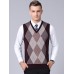 Men's Sweater Vest Jumper Knit Knitted Plaid V Neck Stylish Vintage Style Fall Winter Gray Wine S M L / Sleeveless / Sleeveless